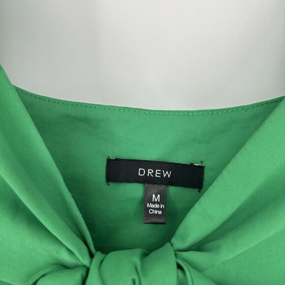 Drew Green Poplin Tie Front Midi Dress Empire Waist Sleeveless Ruffle Size M - Picture 9 of 10